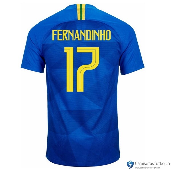 Camiseta Seleccion Brasil Segunda equipo Fernandinho 2018 Azul